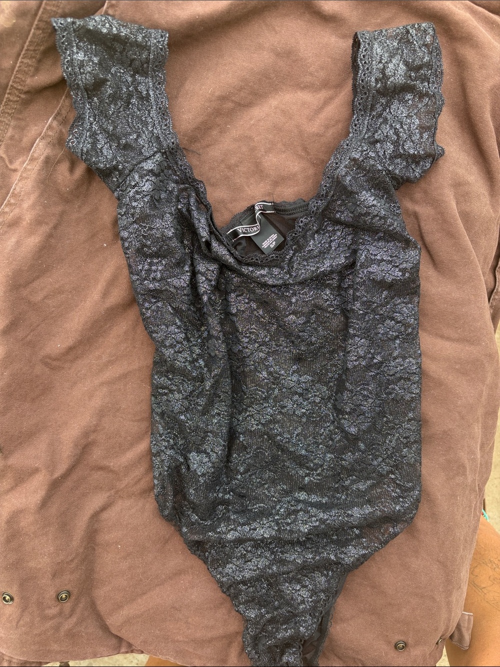 Vintage Victoria's Secret Black Lace Bodysuit